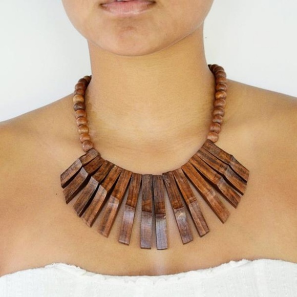 Classic Wood Statement Necklace - Picture 2 of 3